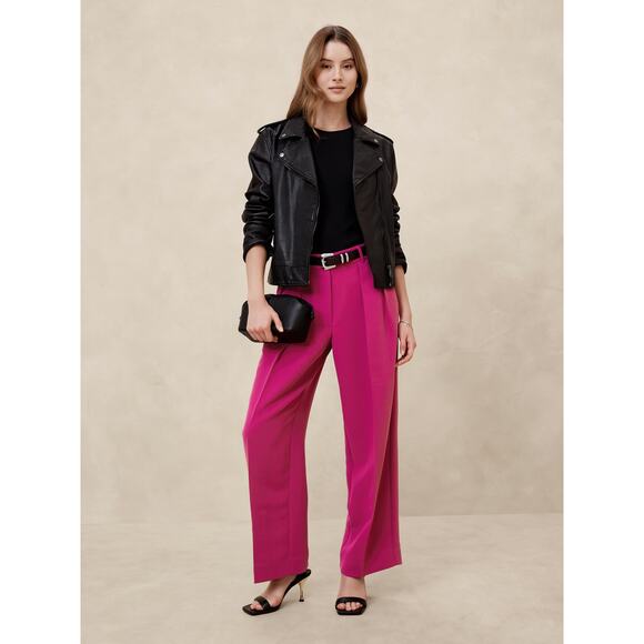 Banana Republic Elegant Berry Pink Relaxed Trouser Size 2 NWT 💖✨💖 - Picture 1 of 10